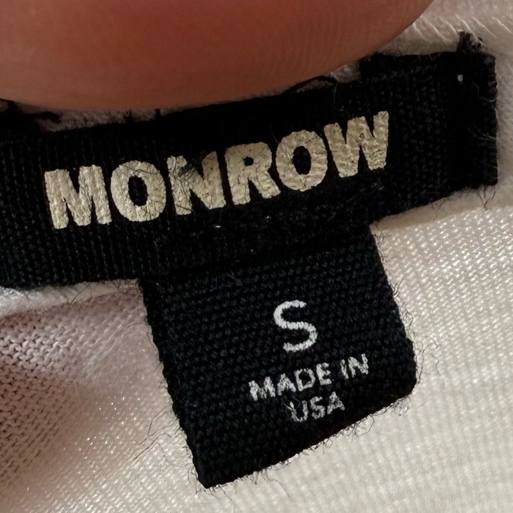 MONROW Revolve Loose Scoop Neck Tee White 100% Cotton SZ SM Capsule Basic - Picture 6 of 8